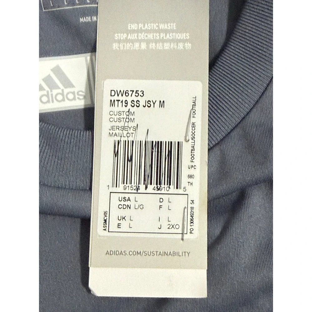 Adidas Soccer Jersey Mens Large Gray Phoenix Rising FC AeroReady DW6753 NEW